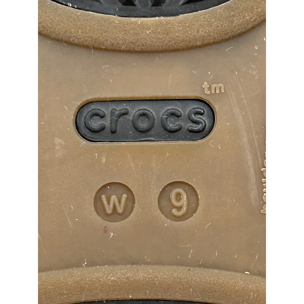 Crocs Really Sexi Flip Flop Wedge Sandals Women Sz 9 Espresso Tan Brown T-Strap‎ - Picture 11 of 11